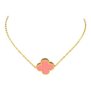 Four Leave Clover Pink Gold Tone Fashion Bracelet One Size Fits Most